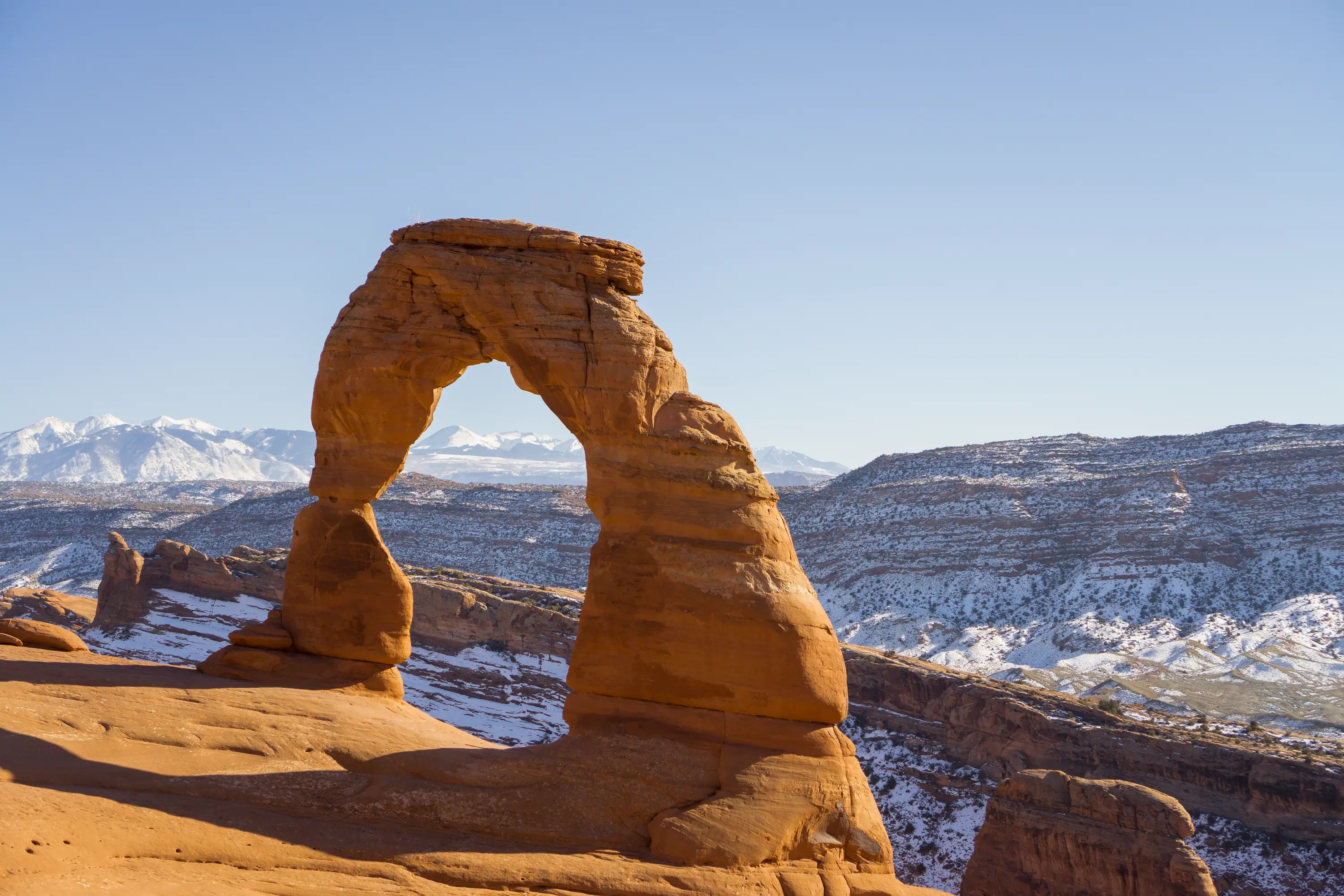 Delicate Arch with Snowy La Salle Range