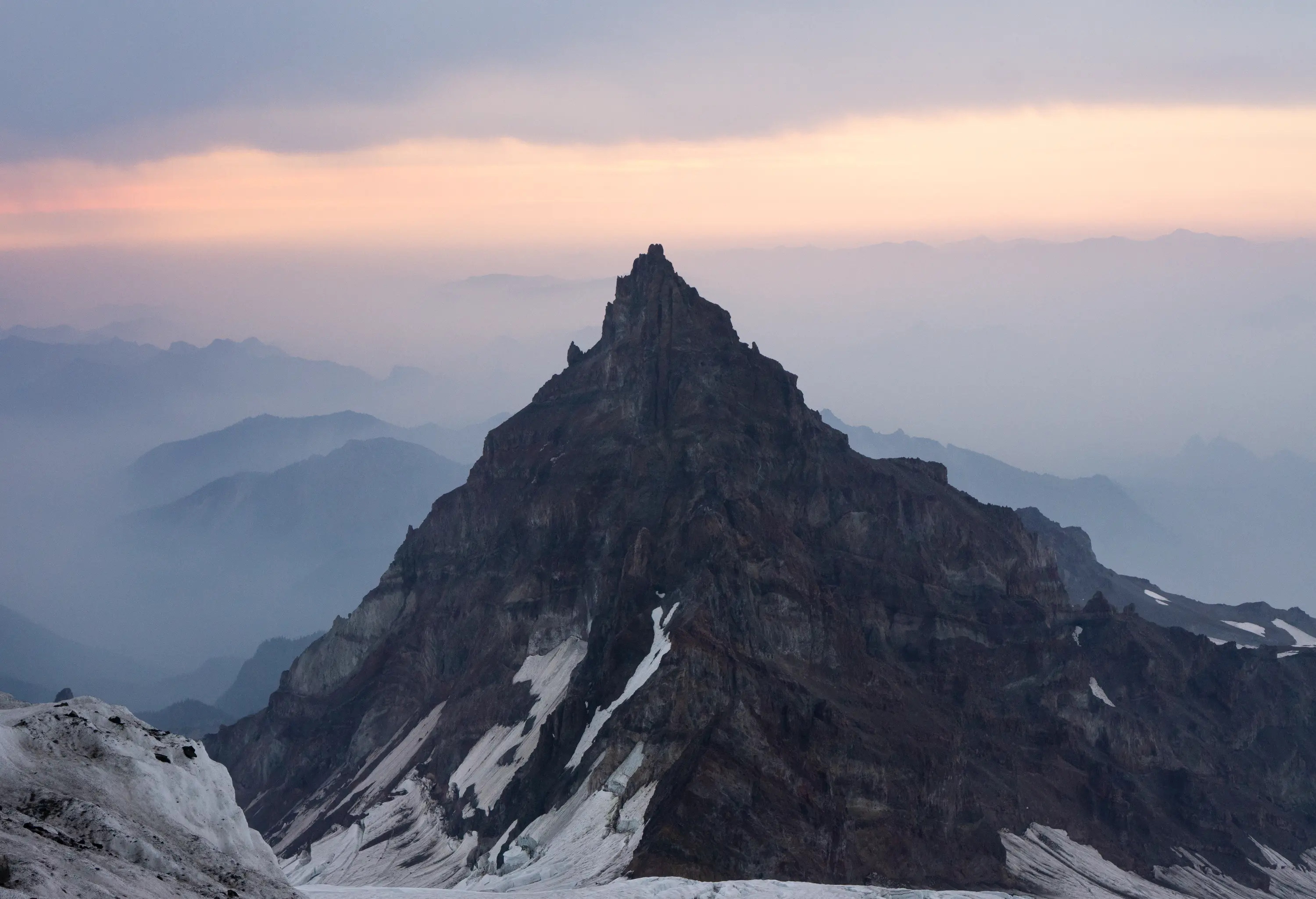 Little Tahoma. Taken during an attempted ascent of Mt. Rainier which coincided with a major smoke event.