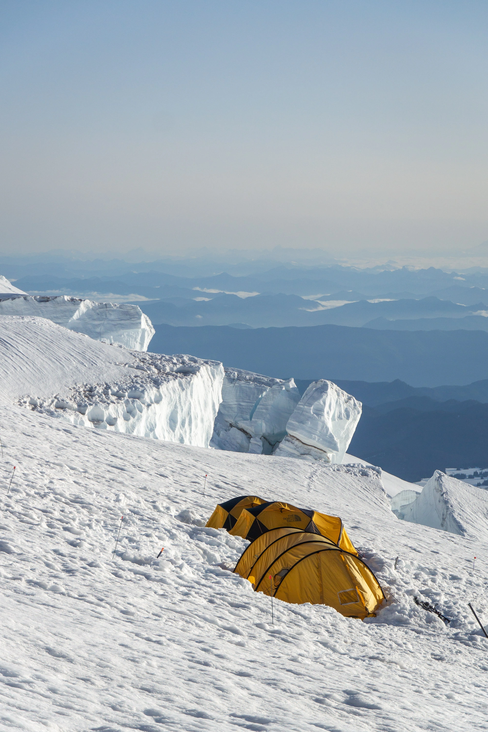 Mountaineering tents on Ingraham Flats, Mt. Rainier.