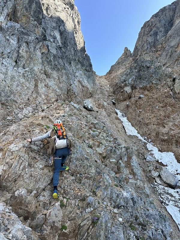 Climbing the main gulley